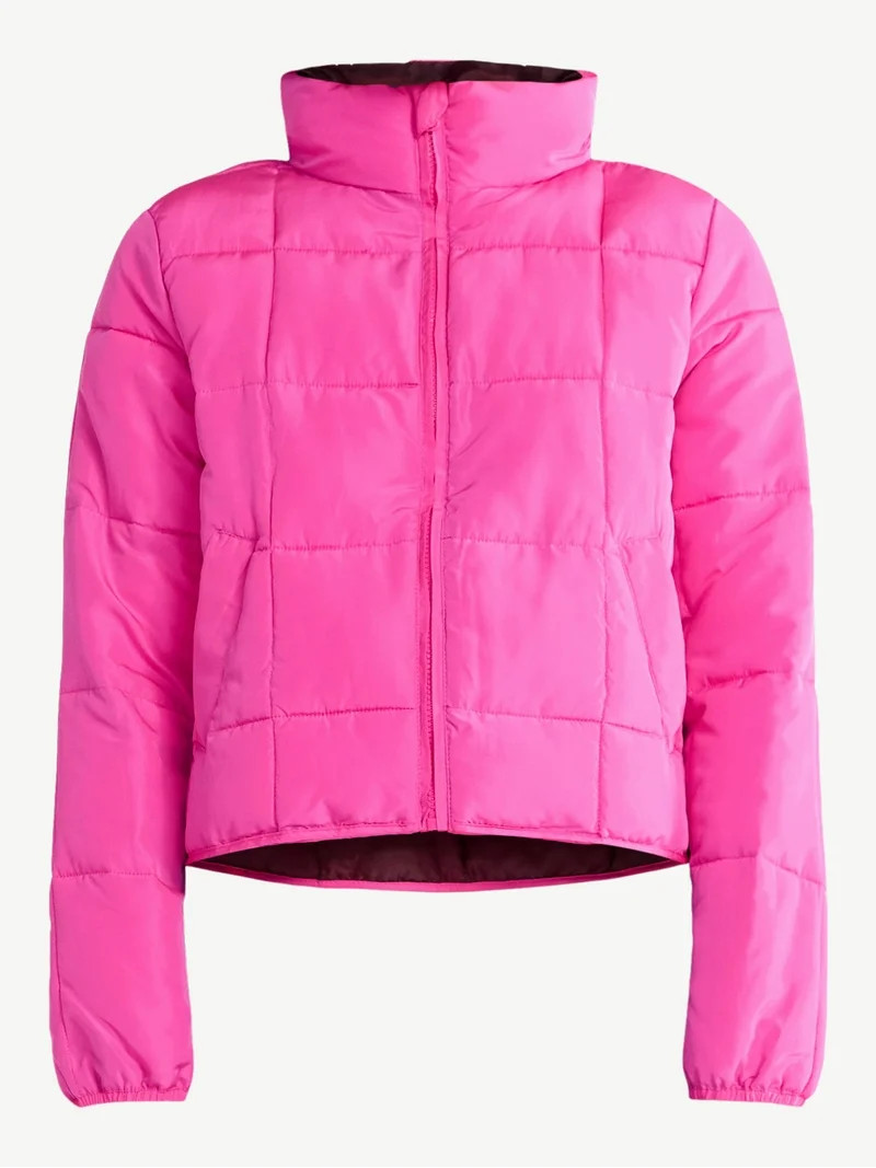 No Boundaries Packable Puffer Jacket, Women's and Women's Plus Sizes XS-4X - Walmart.com | Walmart (US)