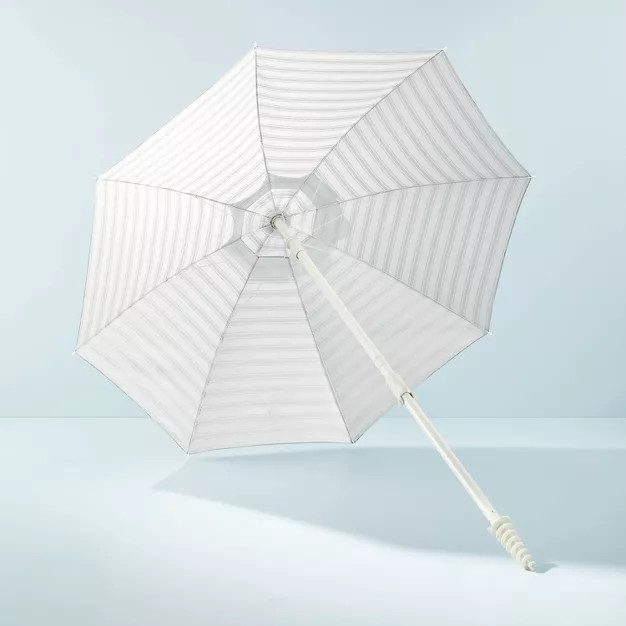 Striped 6' x 6' Beach Umbrella Dark Gray/Cream - Hearth & Hand™ with Magnolia | Target