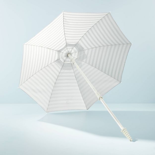 Striped 6&#39; x 6&#39; Beach Umbrella Dark Gray/Cream - Hearth &#38; Hand&#8482; with Magnolia | Target