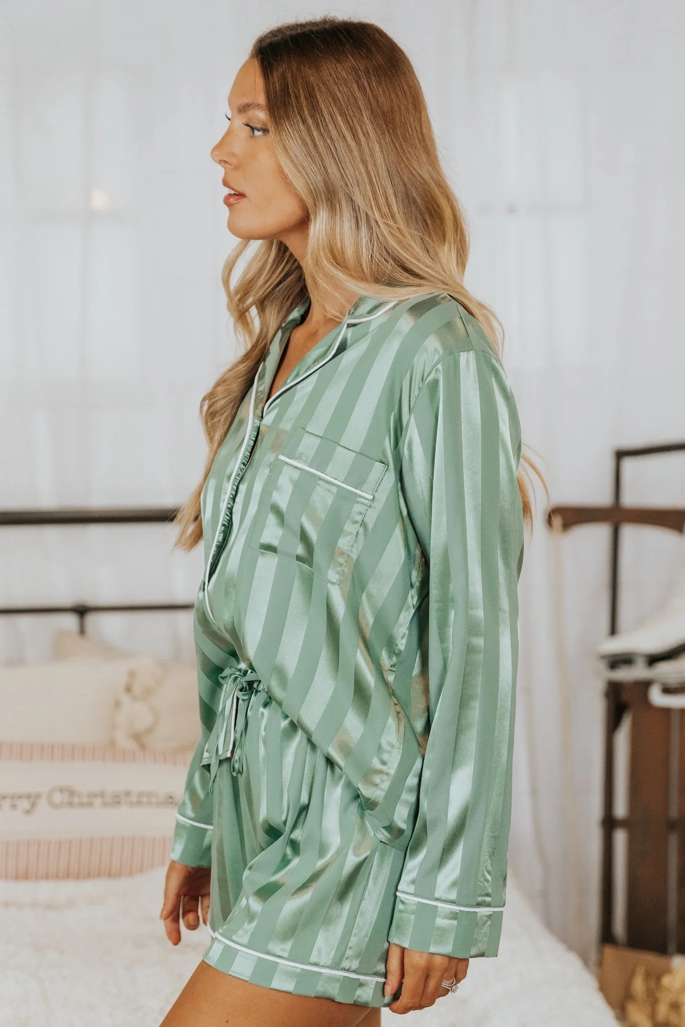 Dreamy Green Satin Two-Piece Pajama Set | Magnolia Boutique | Magnolia Boutique