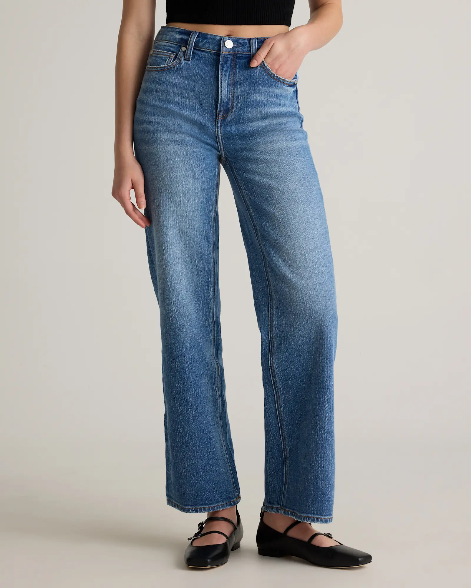 Bella Stretch Relaxed Straight Jeans | Quince