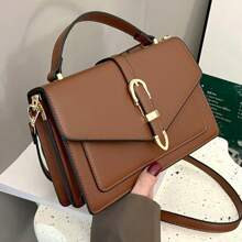 Lightweight,Business Casual Minimalist Metal Decor Flap Square Bag(Random Hardware Clips On Both Sides) For Teen Girls Women College Students,Rookies | SHEIN