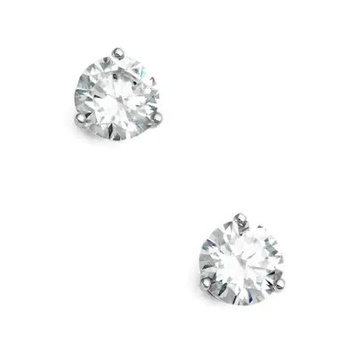 Nordstrom Cubic Zirconia Stud Earrings - 2ct. in Clear- Silver Round at Nordstrom | Nordstrom