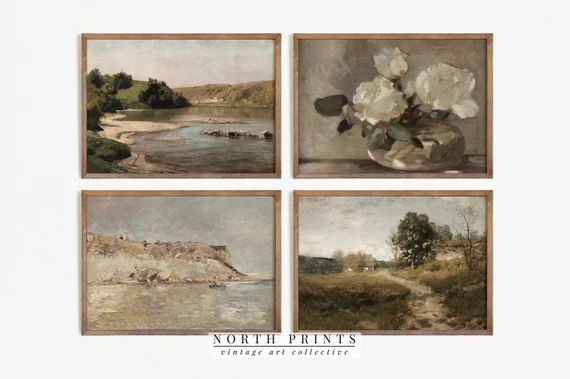 Country Gallery Wall Print Set | Vintage Paintings | Neutral Landscape PRINTABLE #S4-1 | Etsy (US)