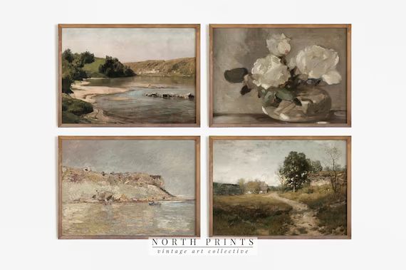 Country Gallery Wall Print Set | Vintage Paintings | Neutral Landscape PRINTABLE #S4-1 | Etsy (US)