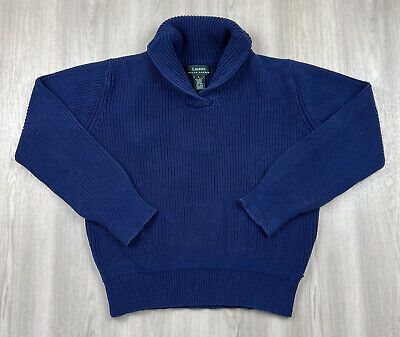 Vintage Lauren Ralph Lauren Navy Knit Collared Pullover Sweater Womens Large | eBay US