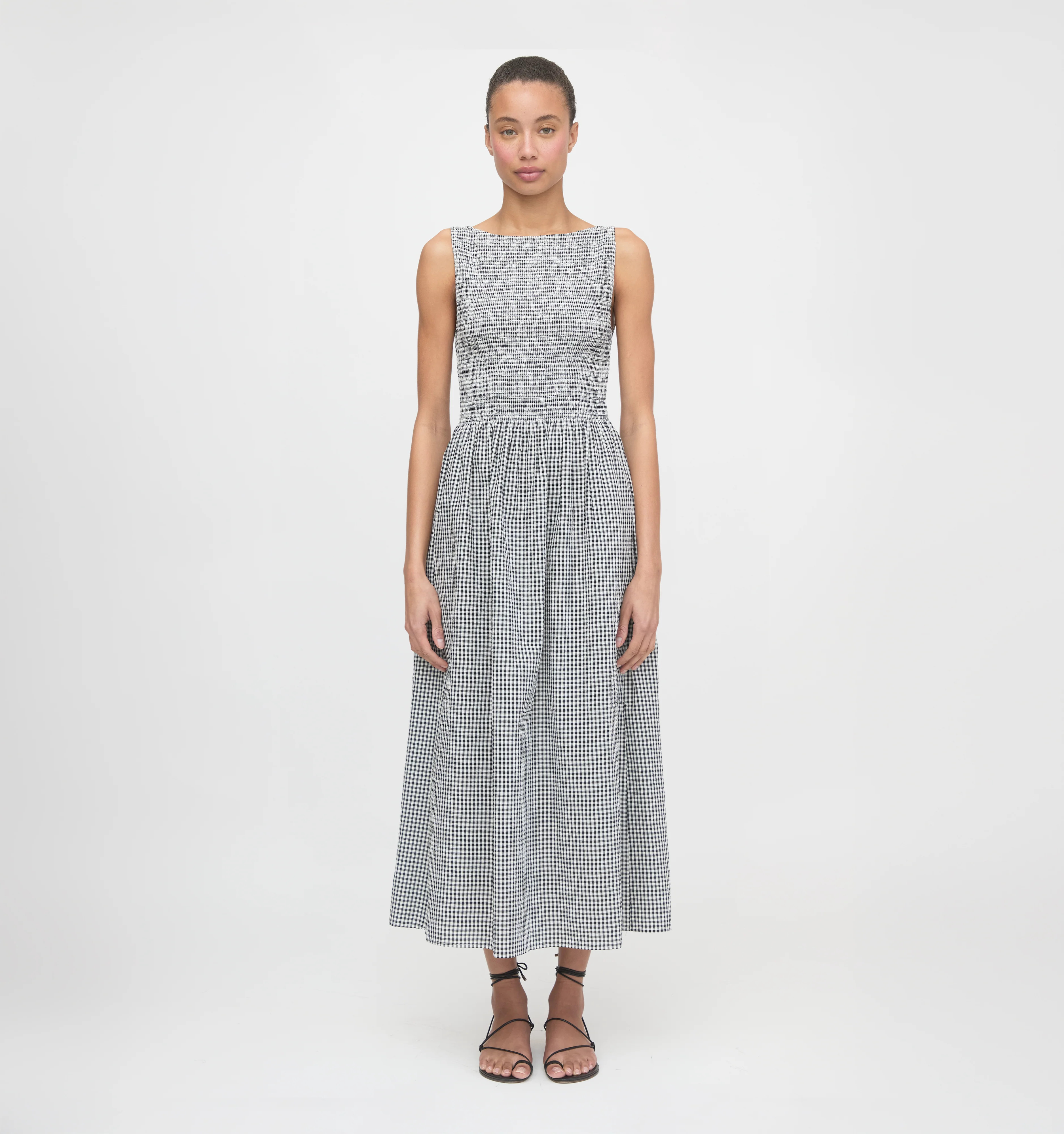 The Cosima Nap Dress - Black/Sand Gingham | Hill House Home US