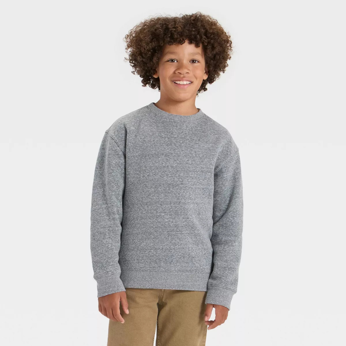 Boys' Solid Pullover Sweatshirt - Cat & Jack™ Charcoal Gray S | Target