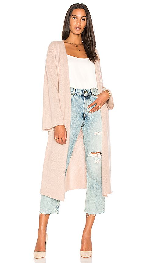 360CASHMERE Kris Long Cardigan in Rose. - size L (also in M,S,XS) | Revolve Clothing