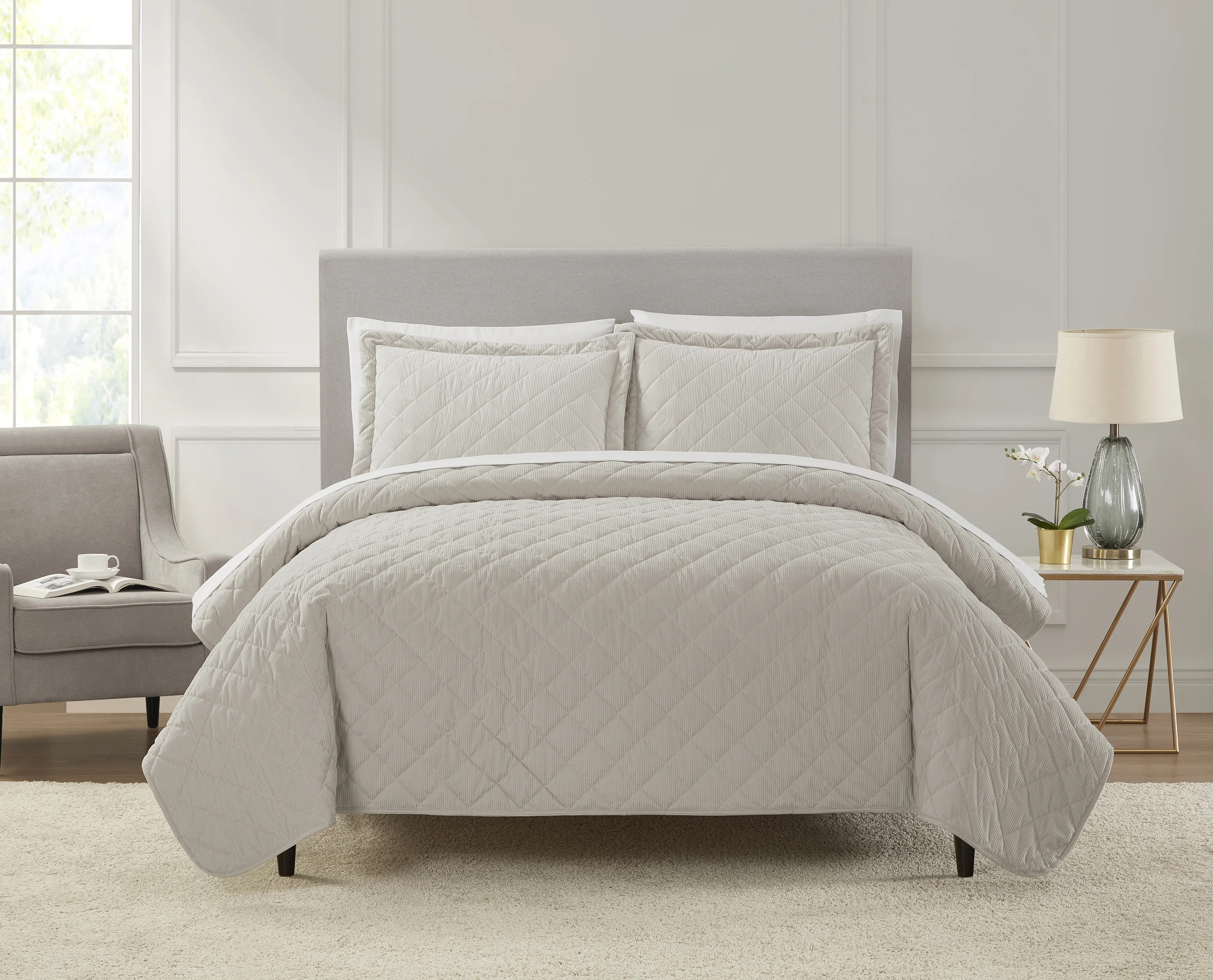 Mainstays 7 Piece Corduroy Quilt Set with Sheets, Queen | Walmart (US)