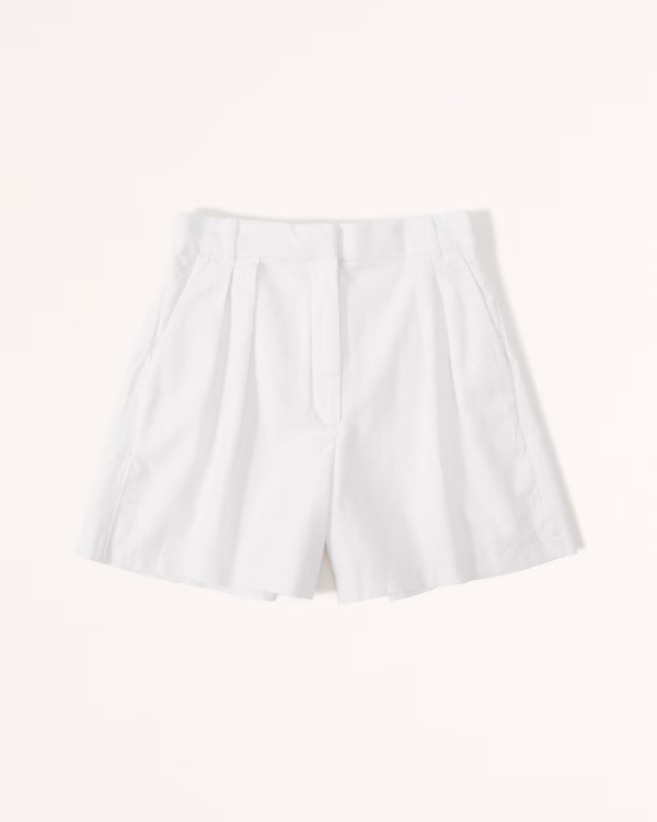 Ultra High Rise Linen-Blend Tailored Short | Abercrombie & Fitch (US)
