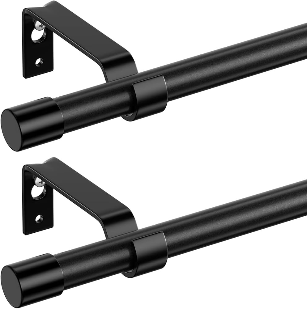 Curtain Rods Set of 2,Black Curtain Rod for Windows 40 to 62 inch, 5/8 inch Diameter Metal Standa... | Amazon (US)