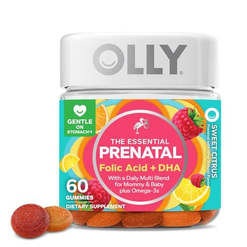 Olly The Essential Prenatal Gummy Multivitamin, 30 Day Supply ( Gummies), Sweet, Folic Acid, Vitamin D, Omega 3 DHA, Chewable Supplement, White Citrus, 60 Count (Pack of 1) | Amazon (US)