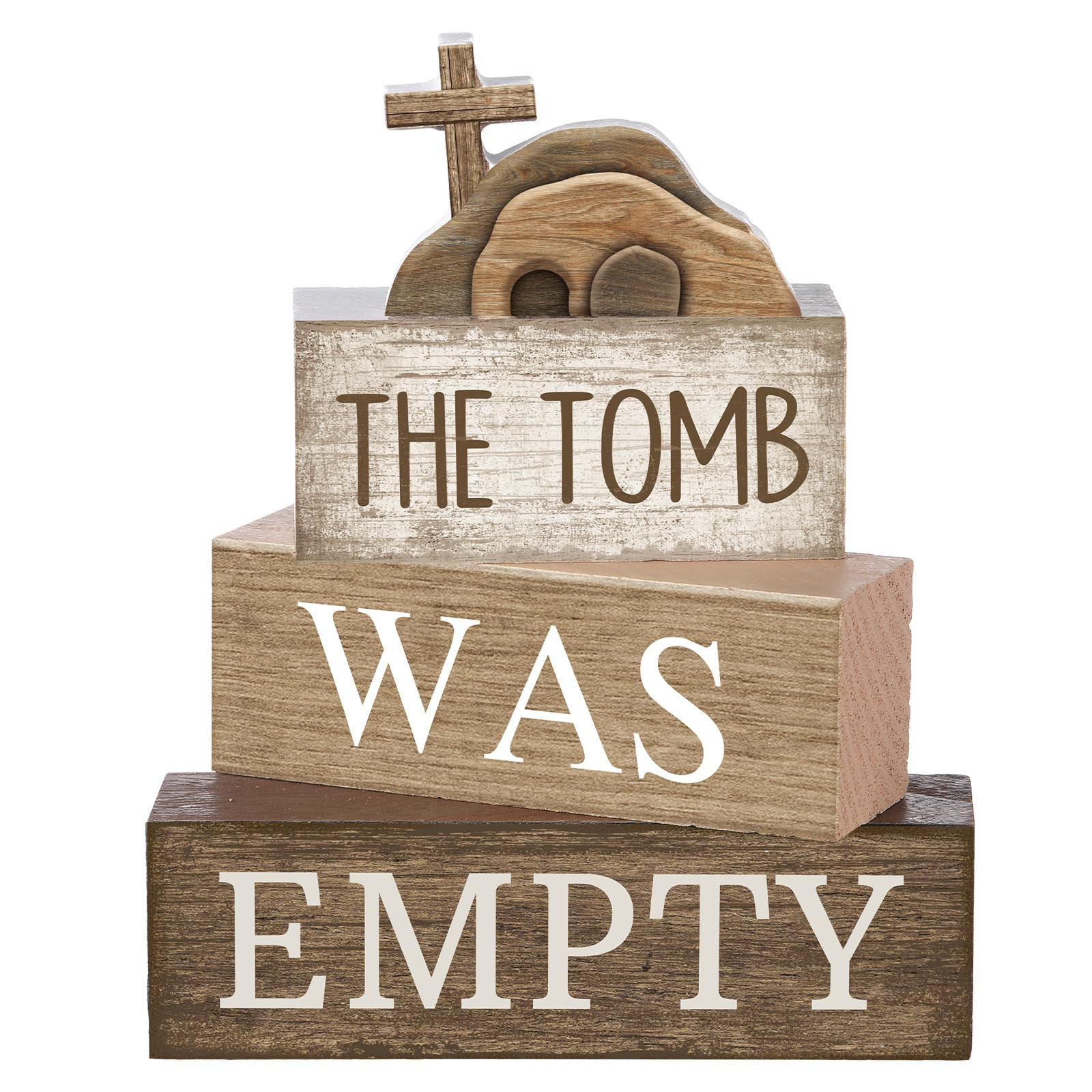 4 Pcs Easter Table Decorations Empty Tomb Wooden Block Sign Resurrection Scene Christian Decor wi... | Amazon (US)