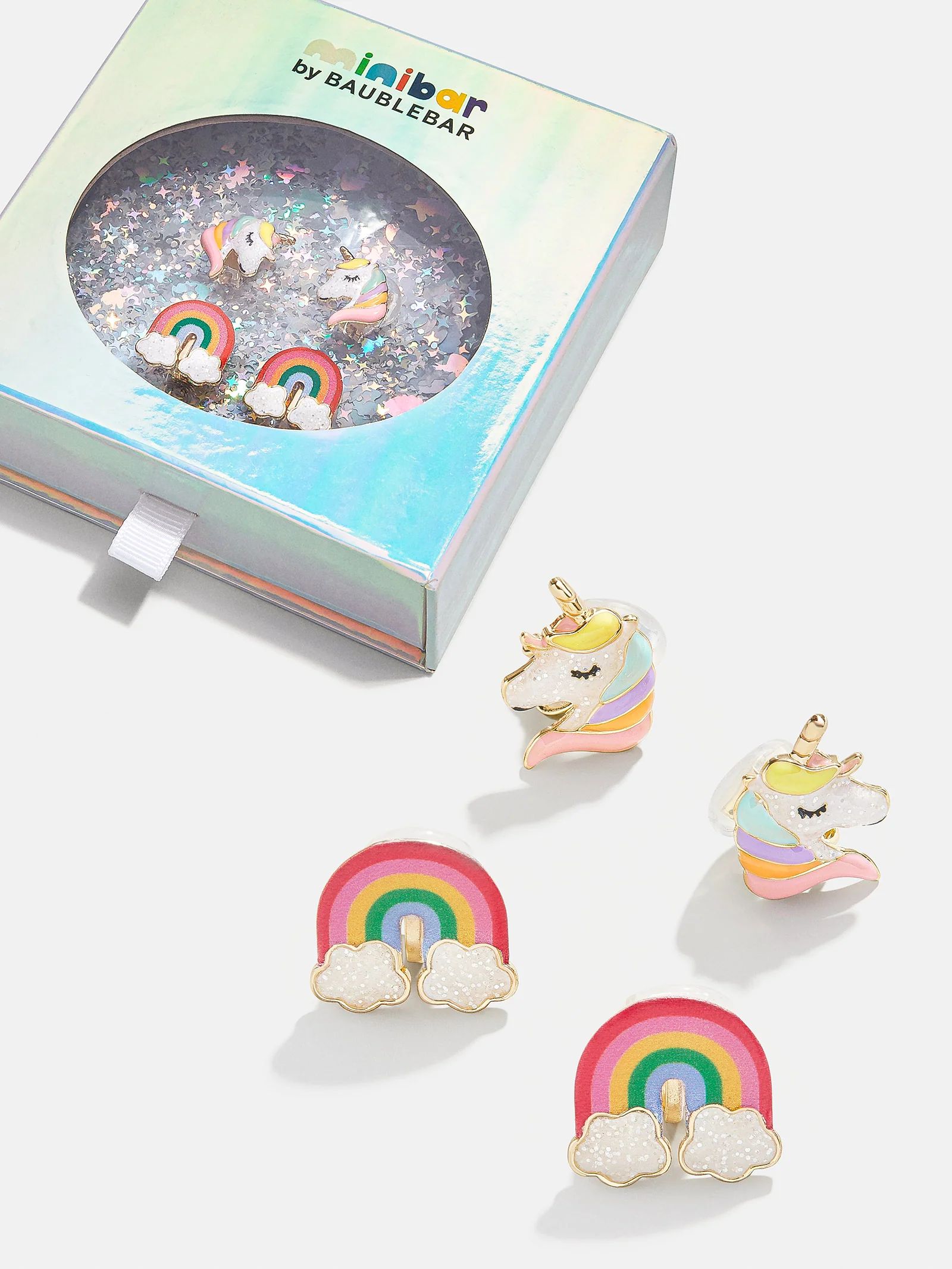 Rainbows and Unicorns Kids' Clip-On Earring Set | BaubleBar (US)