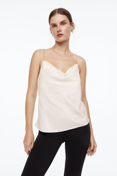 Rhinestone-strap Satin Camisole Top | H&M (US + CA)