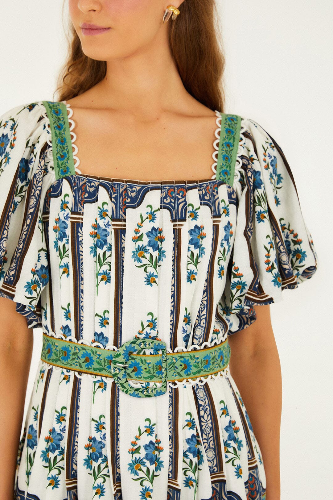 Off-White Manoela Belted Lenzing Ecovero Euroflax Mini Dress | FARM Rio | FarmRio (US)