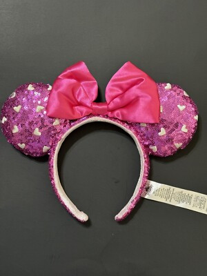 Disney Parks Pink with White Hearts Valentines 2022 Minnie Ears Headband New   | eBay | eBay US