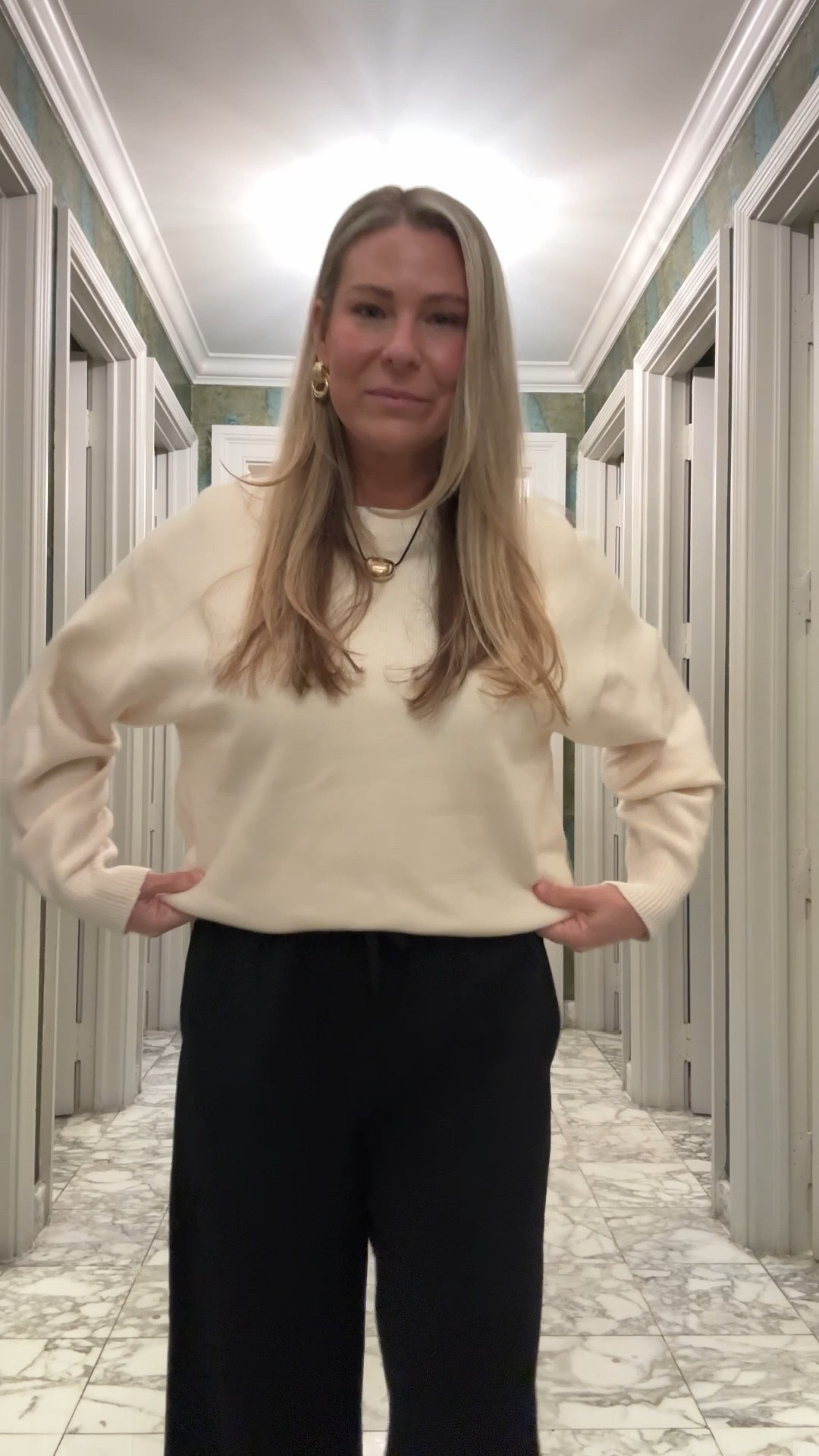 Cashmere sweater: medium
Wrinkle free Lodge Pant: medium 
Target boots; tts - sooo comfy
