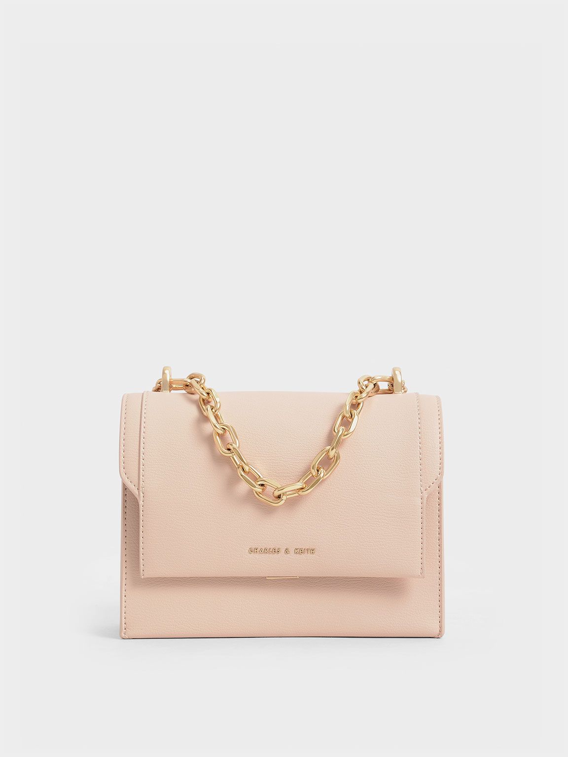 Front Flap Chain Handle Crossbody Bag
 - Light Pink | Charles & Keith UK