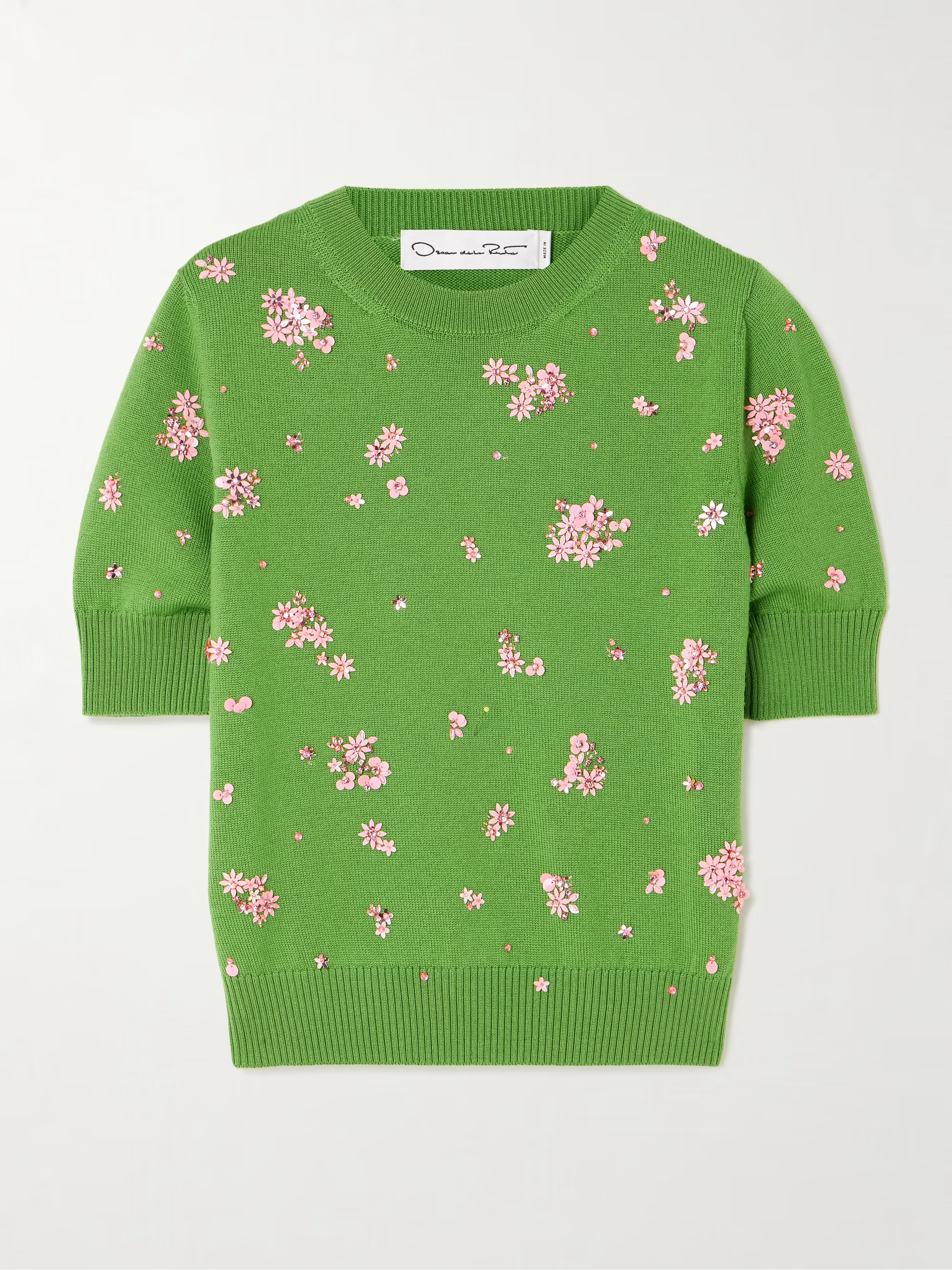 Floral crystal and sequin-embellished wool sweater | NET-A-PORTER (US)
