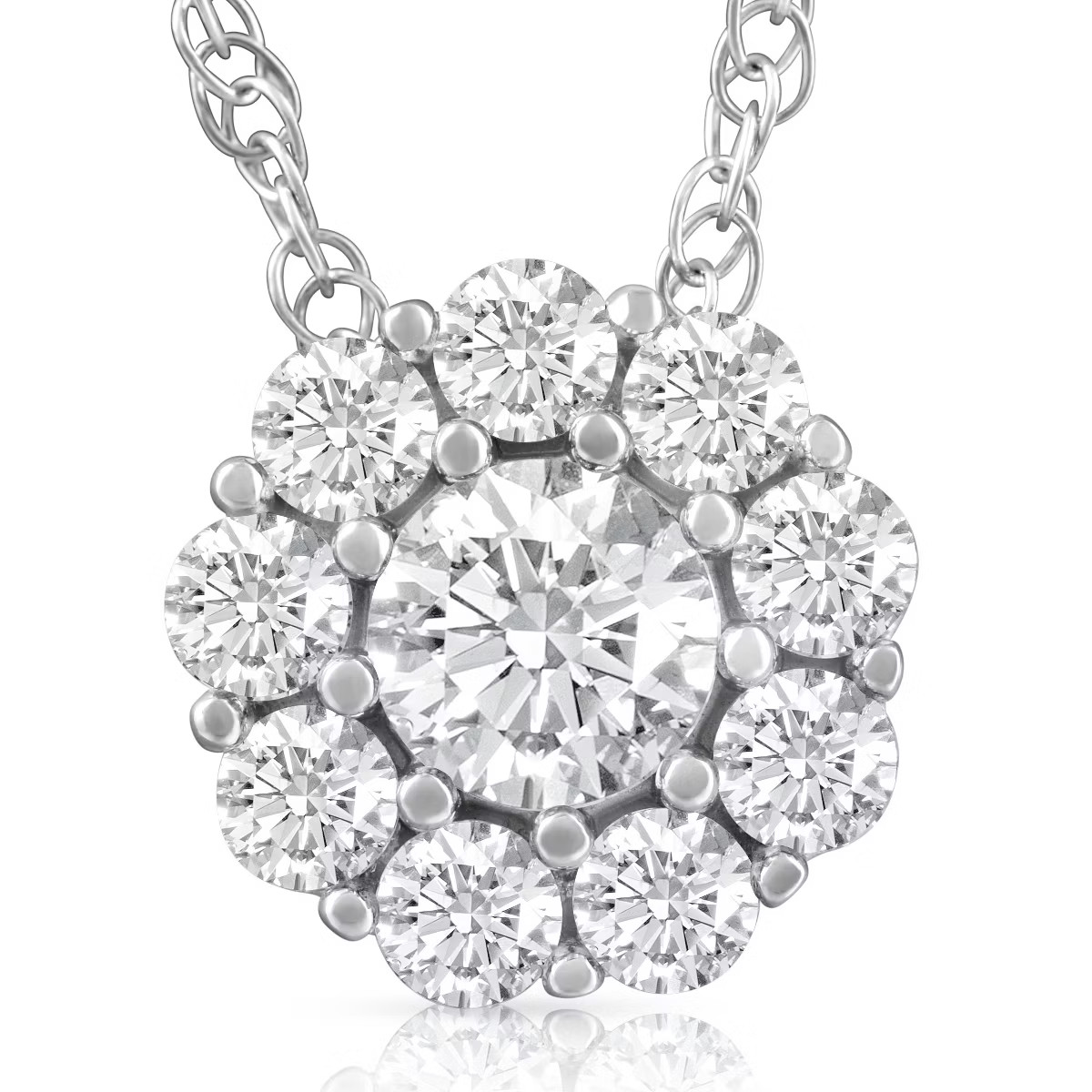 Pompeii3 5/8ct Diamond Halo Pendant 10K White Gold Womens Necklace | Target