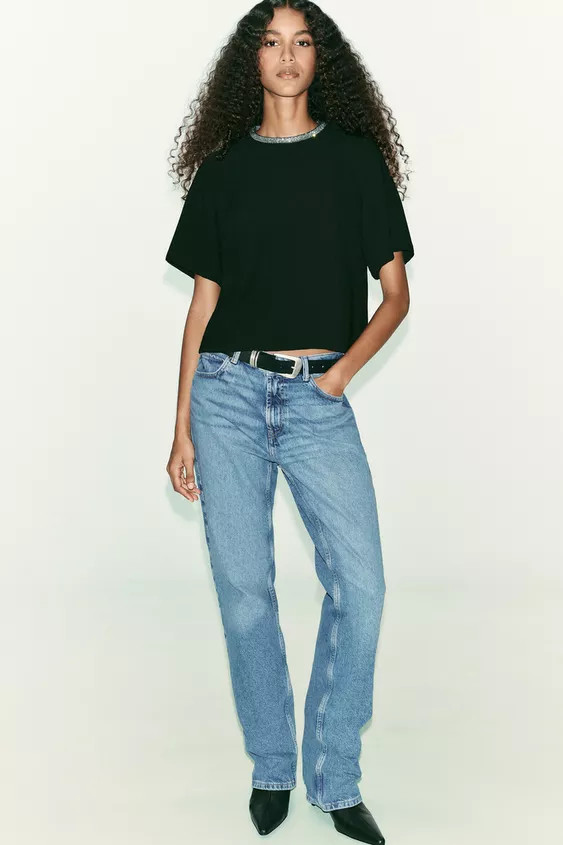 GLITTER NECK TOP | Zara US