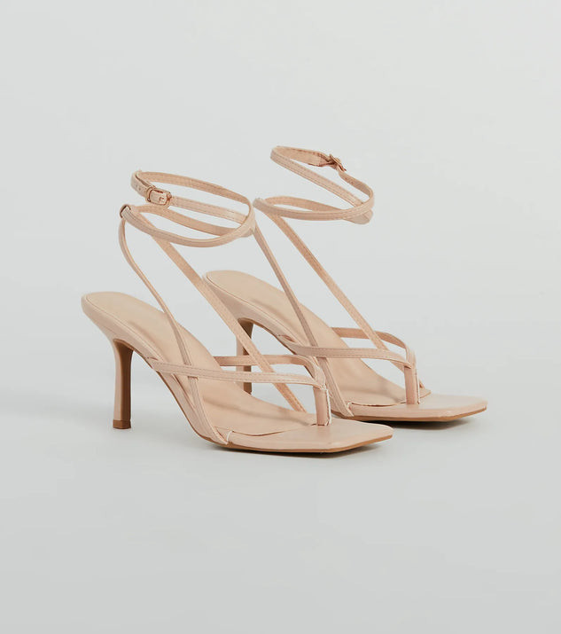 Eye-Catching Pop Strappy Thong Stiletto Sandals | Windsor Stores