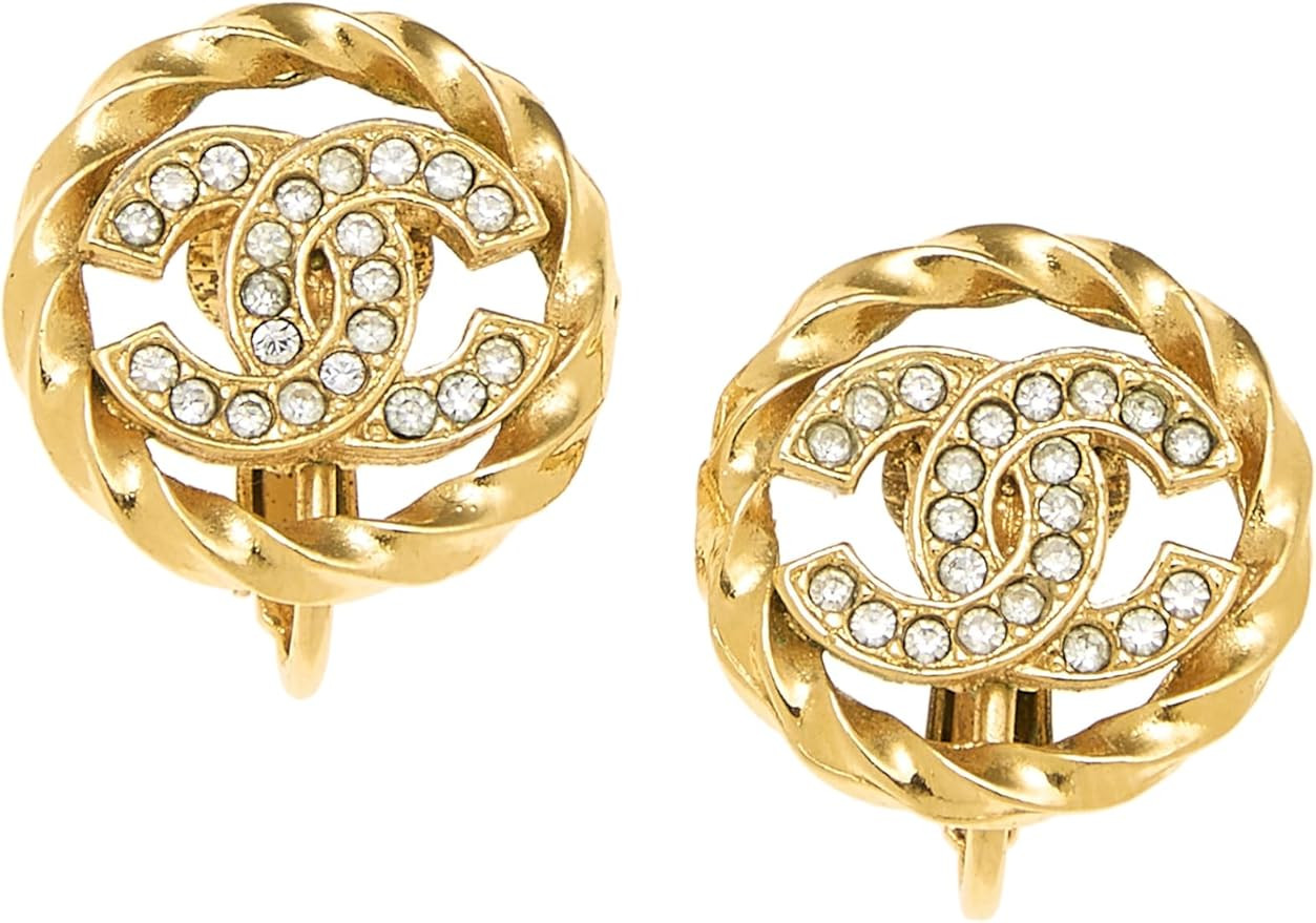 Amazon.com: Chanel, Pre-Loved Gold & Crystal CC Earrings, Gold : Clothing, Shoes & Jewelry | Amazon (US)
