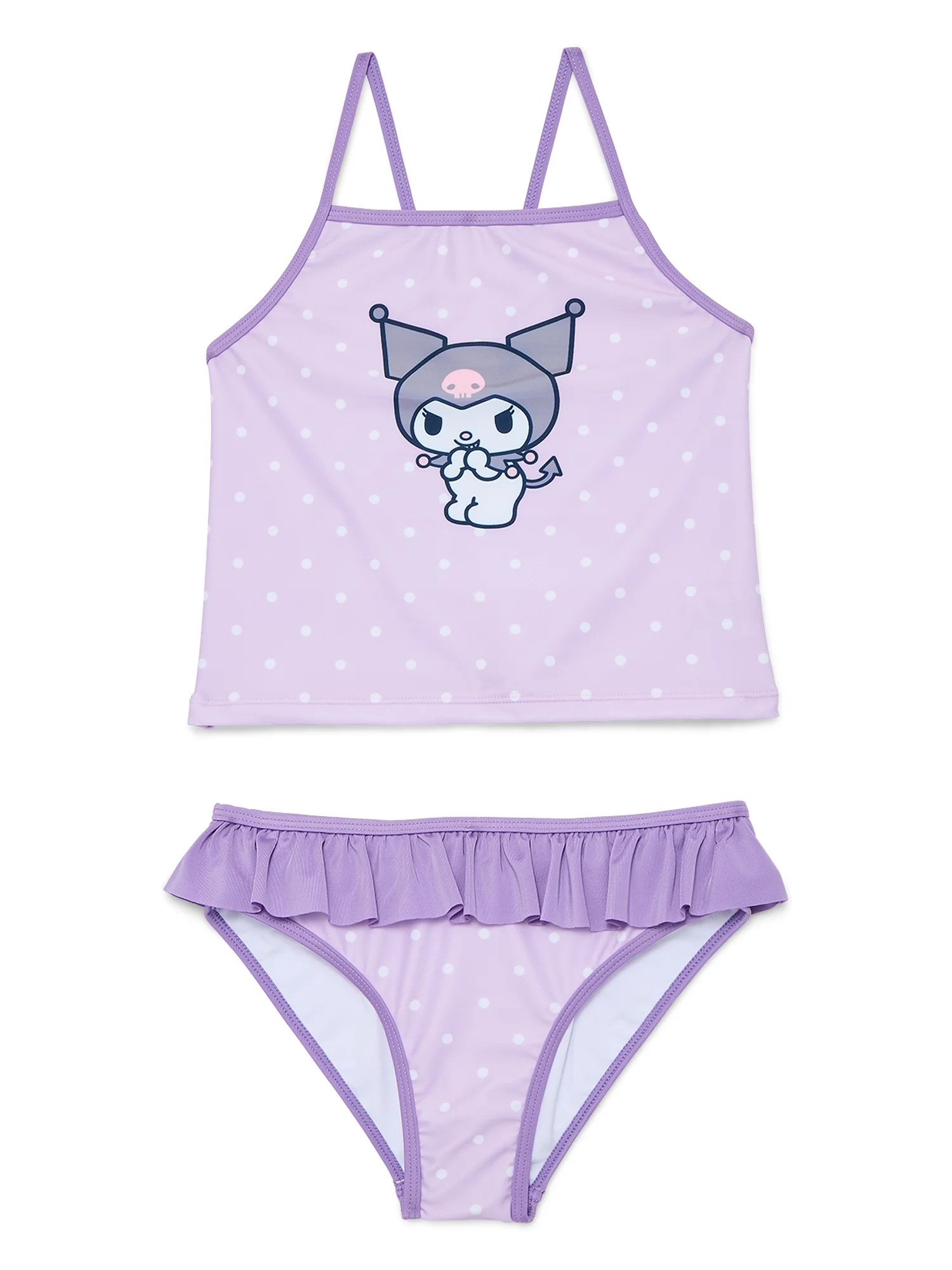 Wonder Nation Girls Hello Kitty Kuromi Tankini Top and Bikini Bottoms Set, 2-Piece, Sizes 4-12 | Walmart (US)