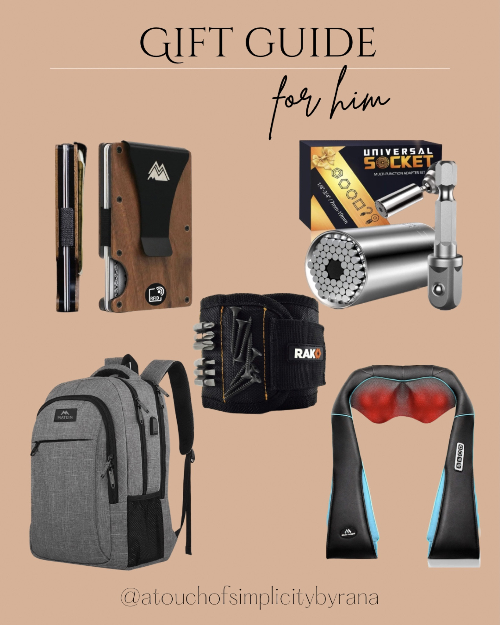 Gifts for him #amazonfinds #giftguide
Electric massager, socket tool, stocking stuffer, mechanic tools, travel backpack, laptop backpack, magnetic wristband, screw holder, tool belts 


#LTKmens #LTKsalealert #LTKGiftGuide