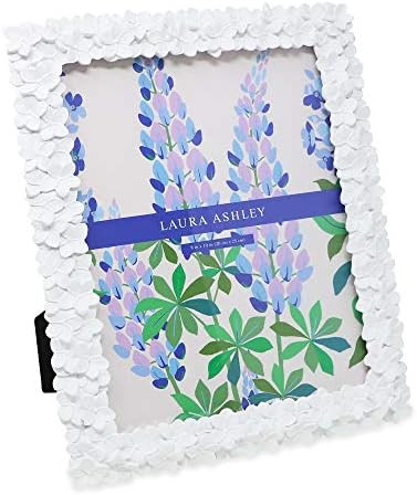Laura Ashley 8x10 White Flower Textured Hand-Crafted Resin Picture Frame w/ Easel & Hook for Tabl... | Amazon (US)