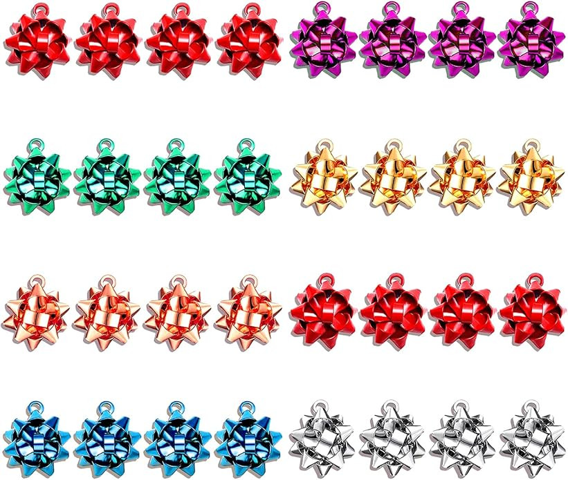 CEALXHENY 25PCS Christmas Charms for Jewelry Making Red Green Xmas Bow Charm Pendants for DIY Ear... | Amazon (US)