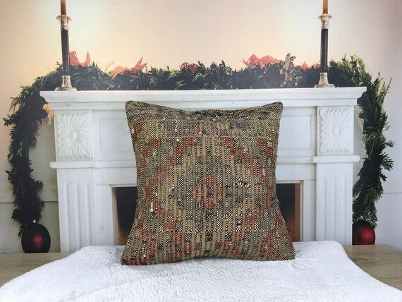 20x20 Inches Pillow Decorative Boho Pillow Embroidered Kilim - Etsy | Etsy (US)