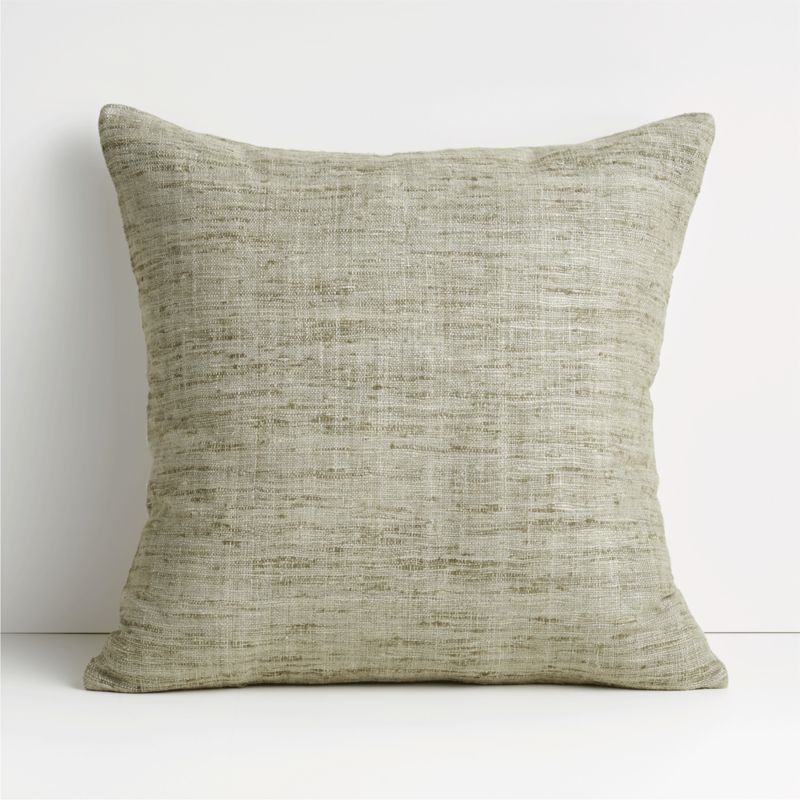 Light Grey 20" Cotton Sari Silk Pillow with Feather-Down Insert + Reviews | Crate and Barrel | Crate & Barrel