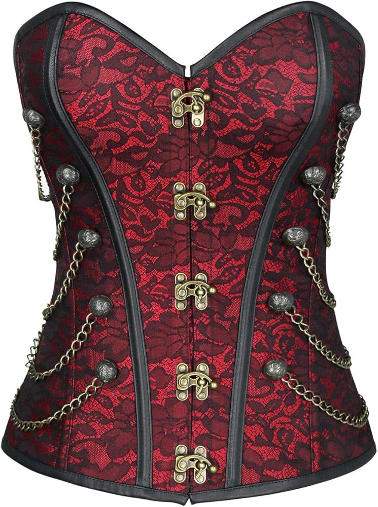 Charmian Women's Spiral Steel Boned Steampunk Gothic Bustier Corset with Chains | Amazon (US)