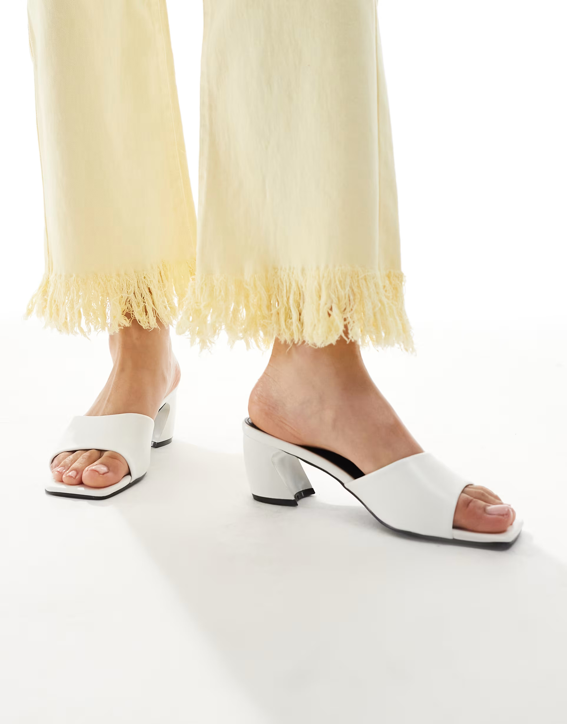 RAID Saanvi block heeled mules in white | ASOS (Global)