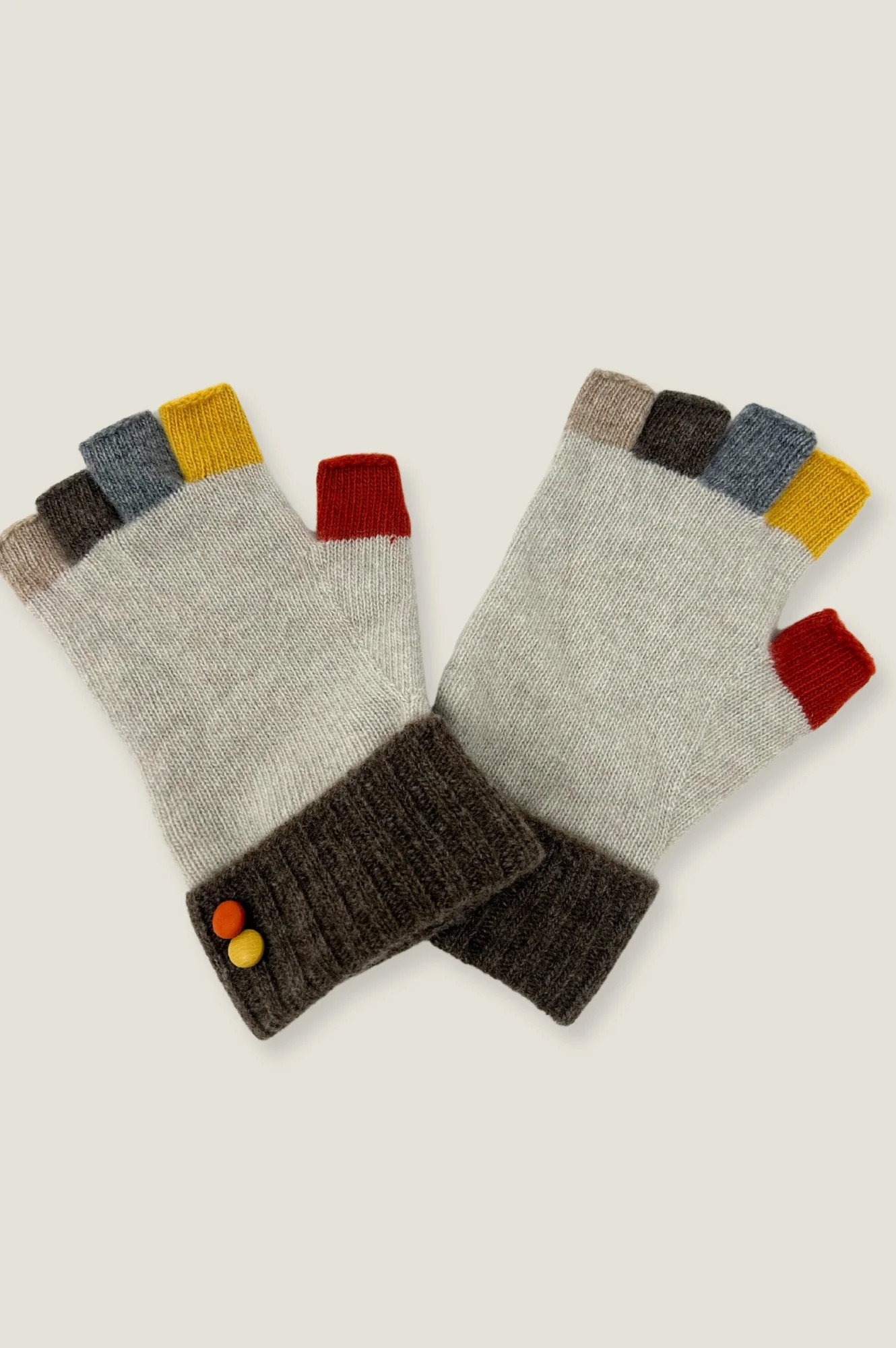 Fingerless Gloves | Cream/Brown | Aspiga