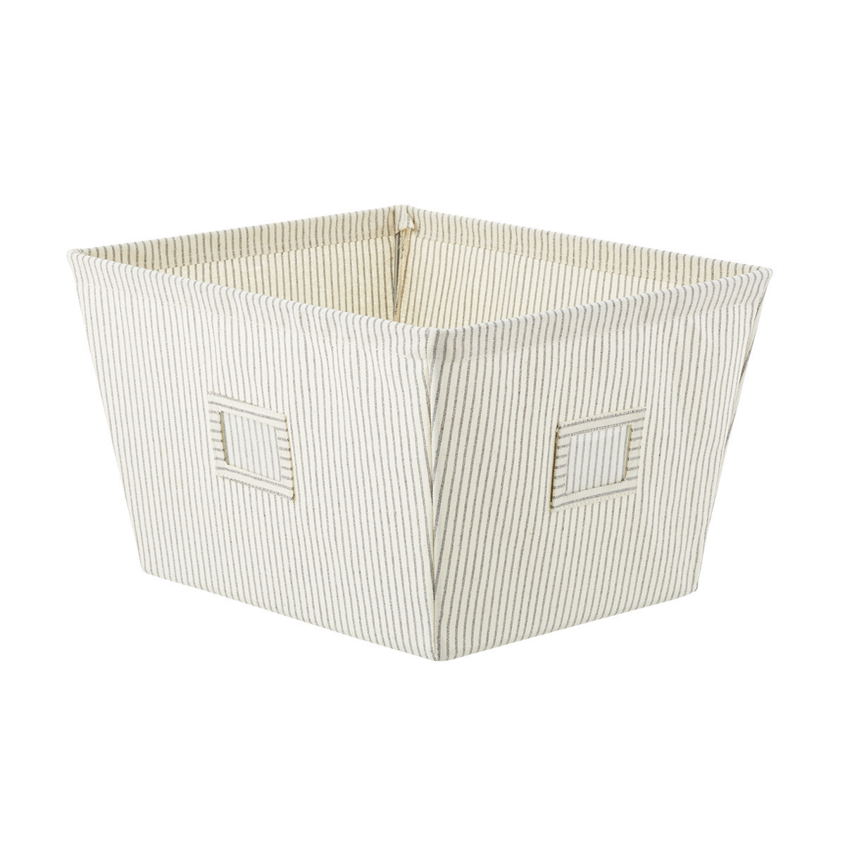 The Container Store Large Tapered Canvas Bin Grey Stripe | The Container Store