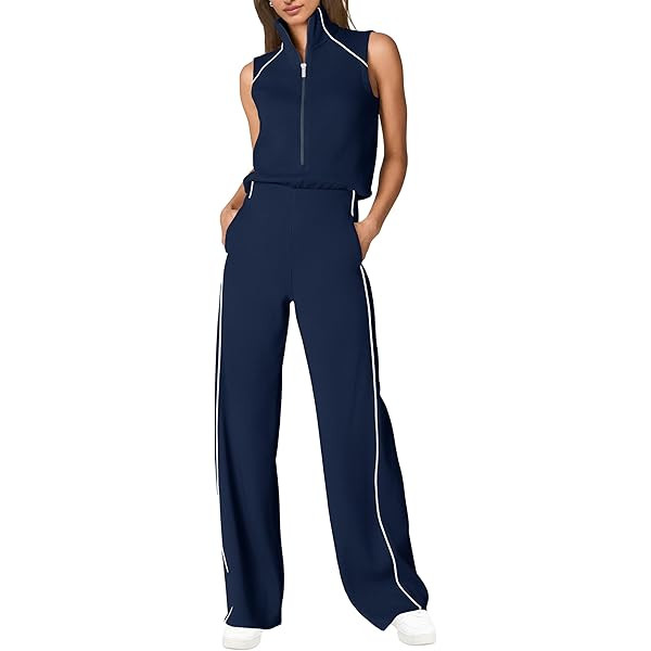 SENSERISE Womens Jumpsuits Casual Long Sleeve One Piece Jumpsuit Wide Leg Mock Neck Airport Trave... | Amazon (US)