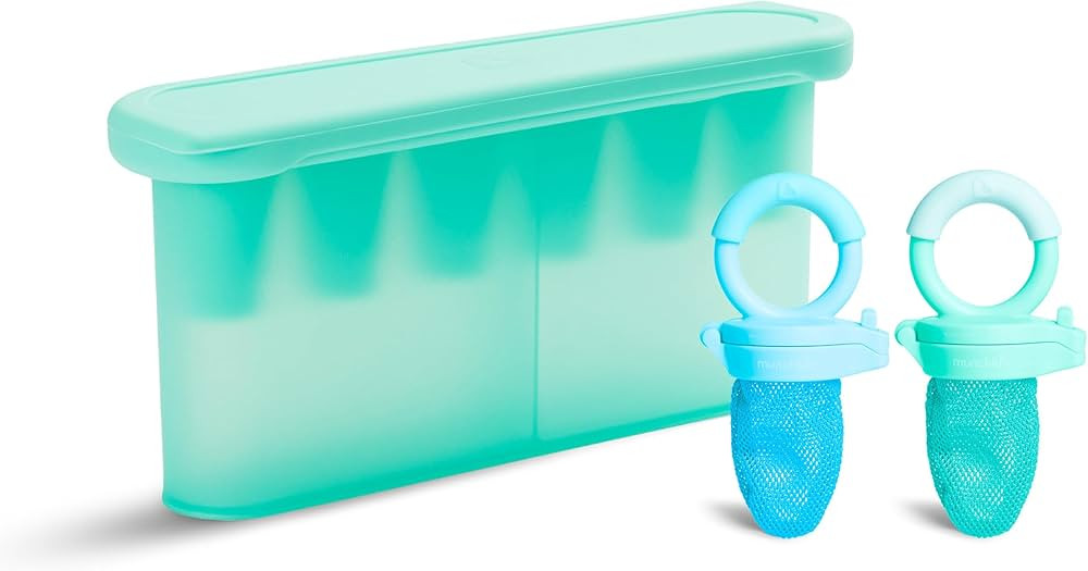 Munchkin® Baby Feeders for Fresh Food and Fruit and Silicone Baby Food Freezer Tray, Blue/Mint | Amazon (US)