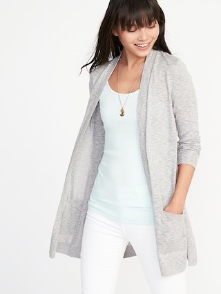 Old Navy Womens Open-Front Long-Line Sweater For Women Pale Marled Gray Size XXL | Old Navy US