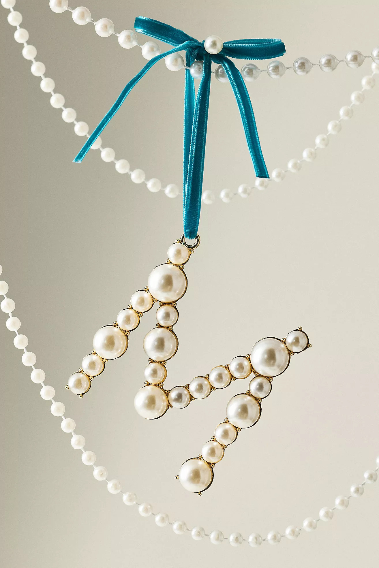 Pearl Monogram Ornament | Anthropologie (US)