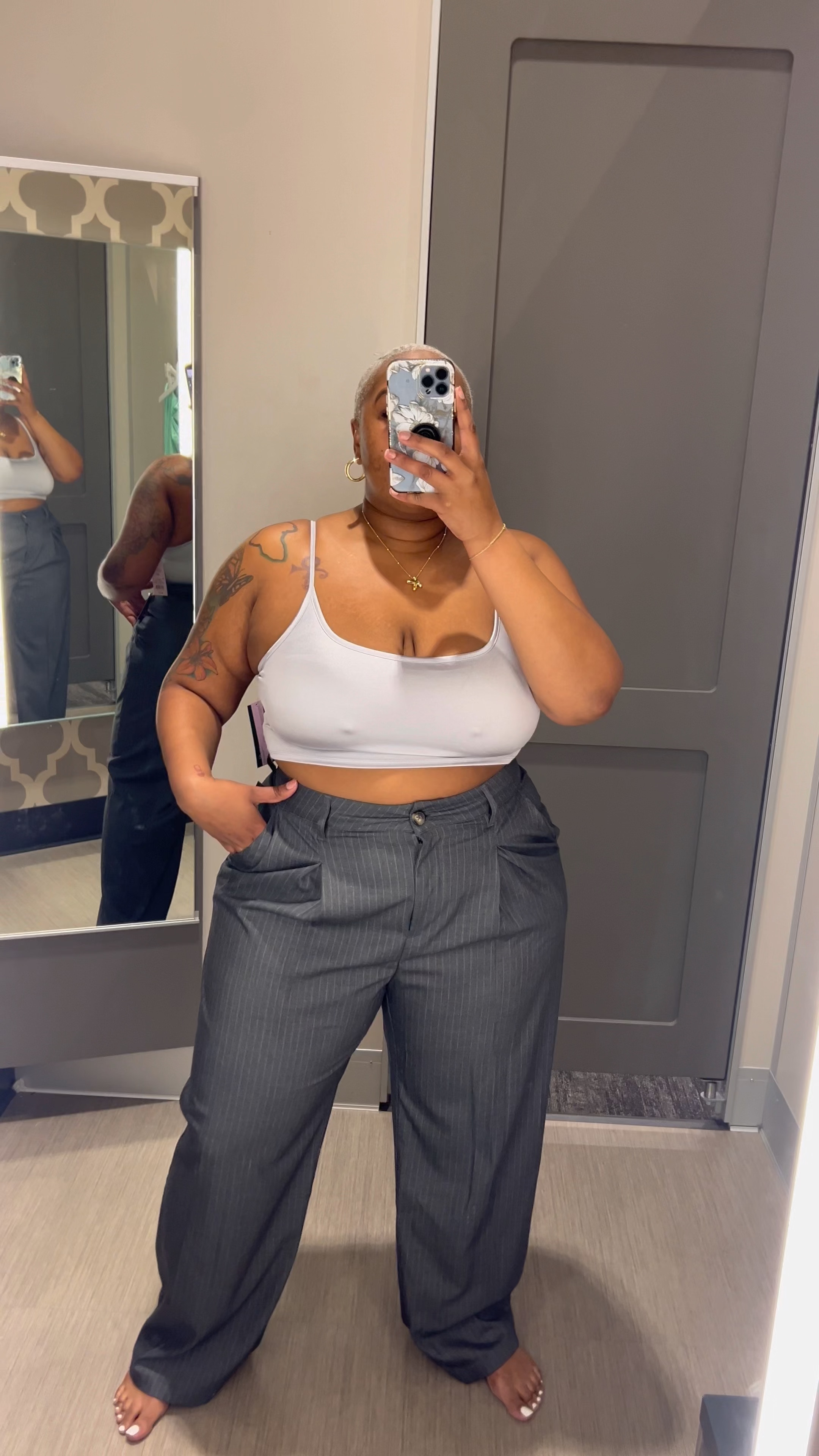 Date Night Outfit | Target Style | Plus Size Outfit | Size XXL | Women's Wide Leg Trousers - Wild Fable Gray Pinstriped Size 17 | Work Pants 

#LTKstyletip #LTKplussize #LTKVideo
