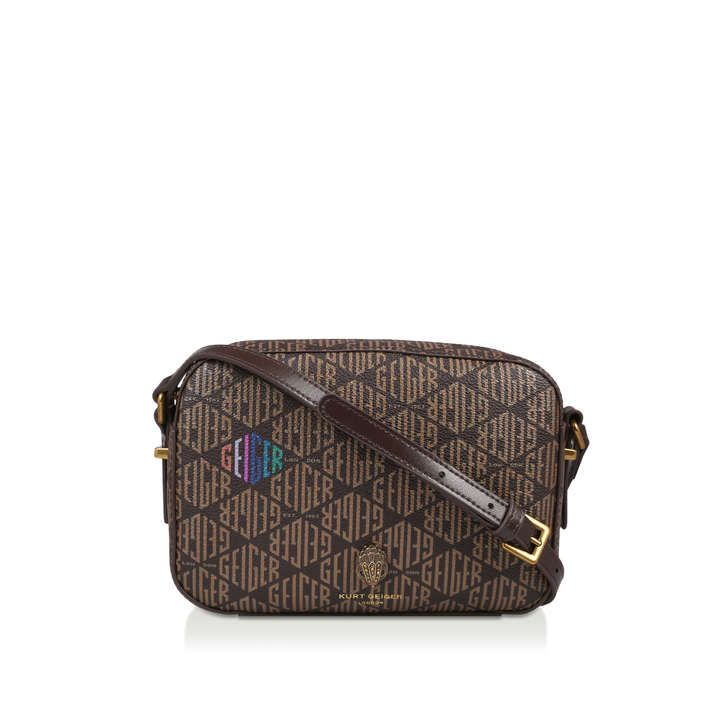 MONOGRAM RICHMOND X BODY Brown Monogram Cross Body Bag by KURT GEIGER LONDON | Kurt Geiger (Global)