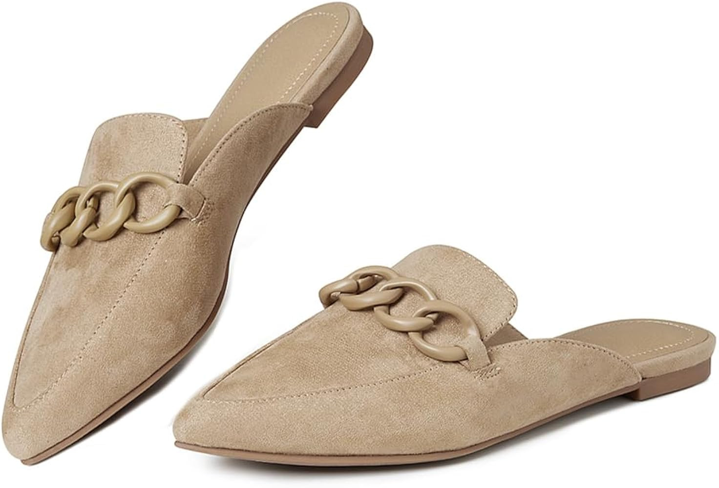 Synchoiss Mules for Women Comfortable Closed Pointed Toe Loafer Slides Slip On Backless White Clo... | Amazon (US)