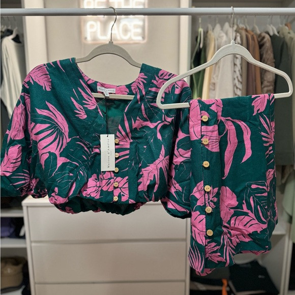 NWT Maison d’Amelie green& pink Two
Piece Top & Skirt Set | Poshmark