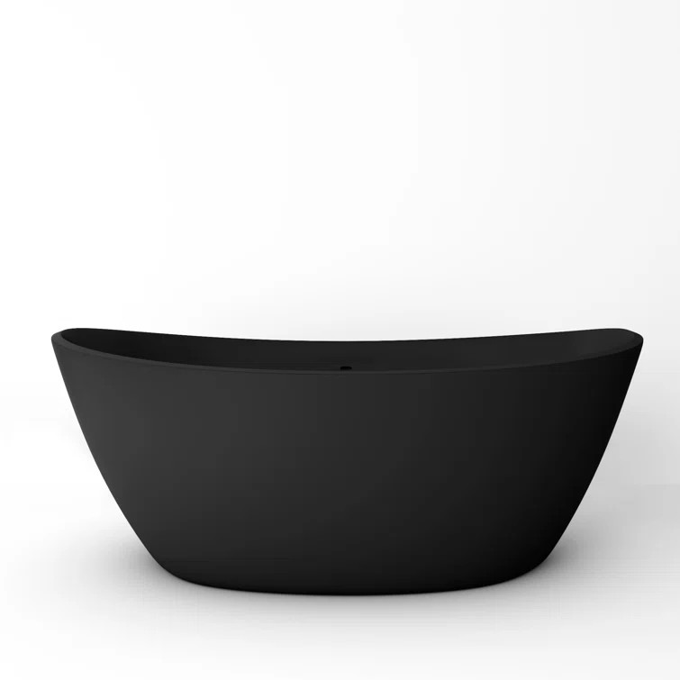 CB-GM-8016S-B Manhattan 59" x 33"  Freestanding Soaking Solid Surface Bathtub | Wayfair North America
