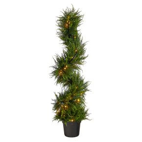 Pre-Lit Faux Potted Spiral Cypress Indoor/Outdoor Tree | West Elm (US)