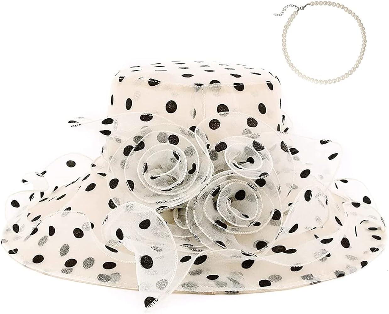 Kentucky Derby Hats for Women Polka Dot, Women's Organza Church Kentucky Derby Dress Tea Party Ha... | Amazon (US)